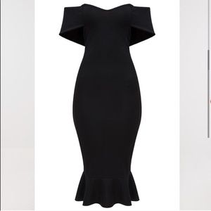 PrettyLittleThing Black Midi Dress